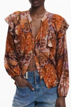 desigual camicia maniche lunghe donna arancio